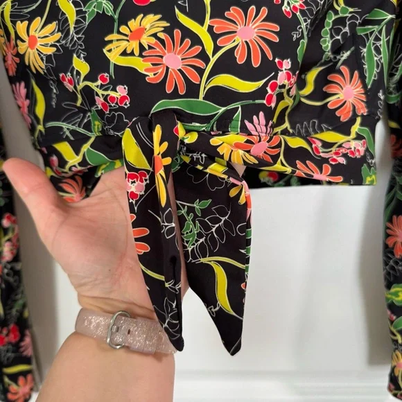 Kate Spade Rooftop Garden Cropped Long Sleeve Rash Guard Top & Bikini Bottom M - Picture 4 of 11